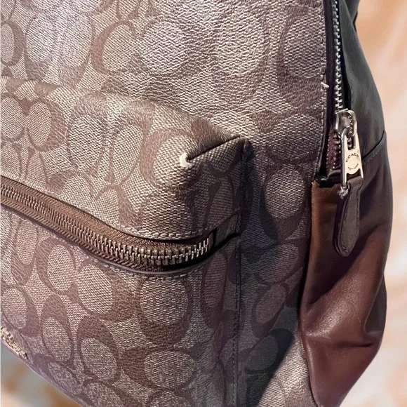 Coach Charlie Brown and Tan Signature Medium Backpack - Picture 4 of 7